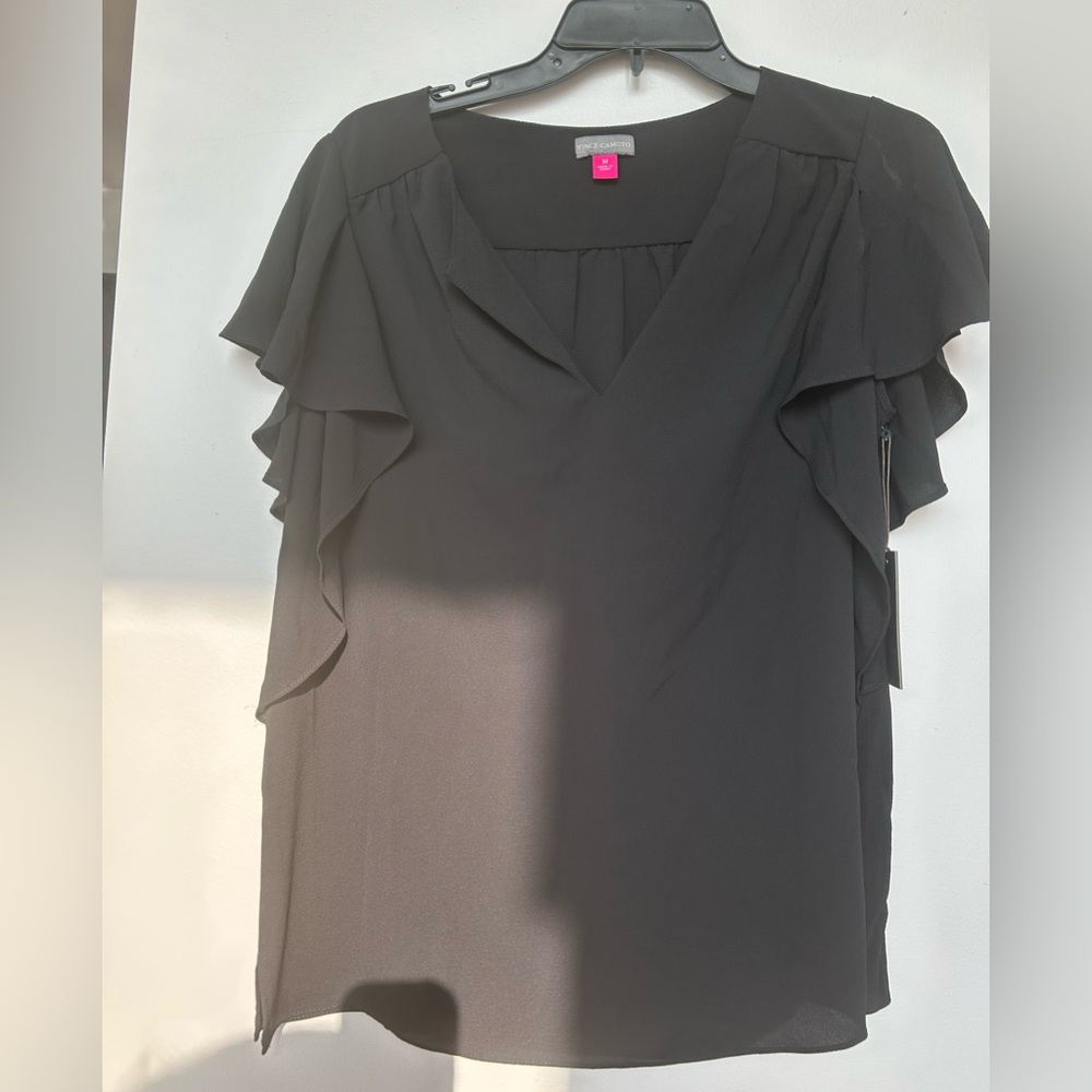 Vince Camuto Sapphire Bloom Flutter Sleeve Blouse NWT